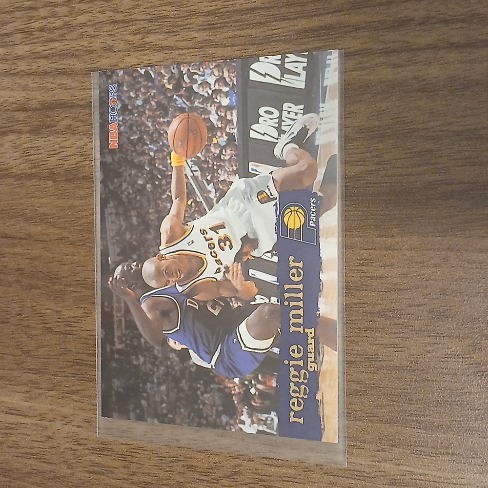 Reggie Miller pacers 2.5 in x 3.5 in yellow blue white basketball card